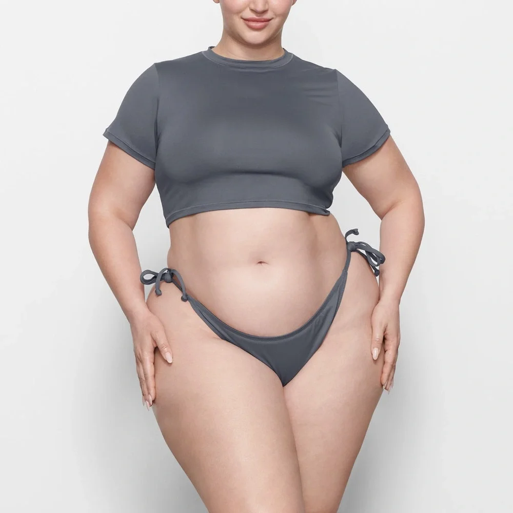 SKIMS Signature Swim Cropped T-Shirt Gunmetal Gray NEW 4X